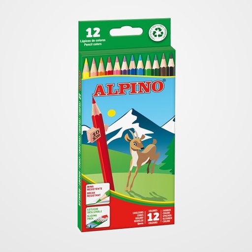 LAPICES de COLORES ALPINO  LARGOS estuche de 12