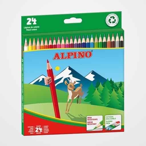 LAPICES de COLORES ALPINO  LARGOS estuche de 24
