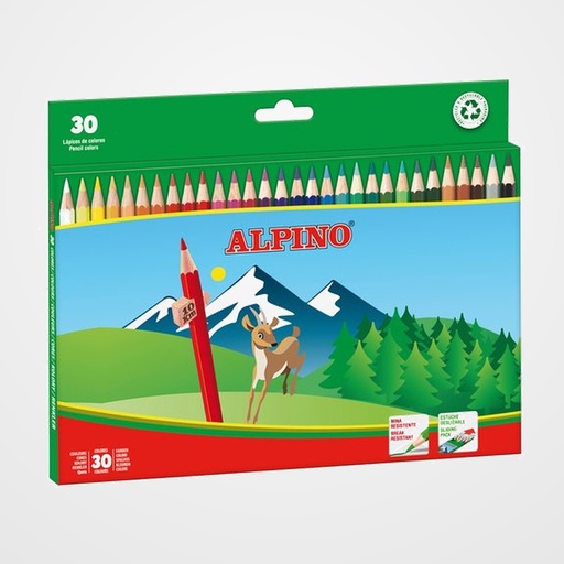 LAPICES de COLORES ALPINO  LARGOS estuche de 30