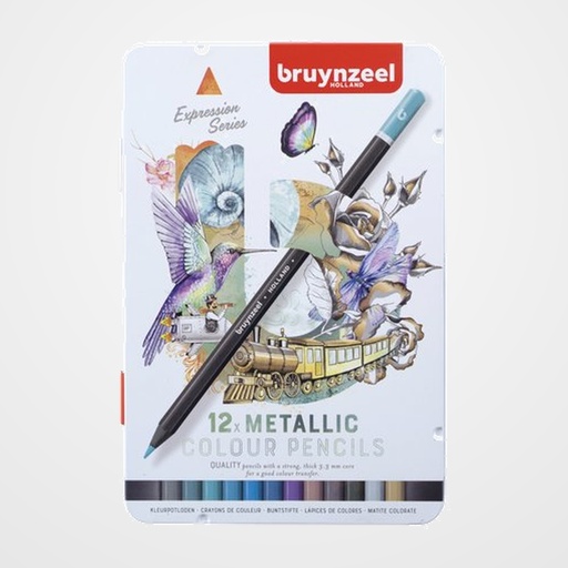 LAPICES de COLORES BRUYNZEEL METALICOS estuche de METAL de 12