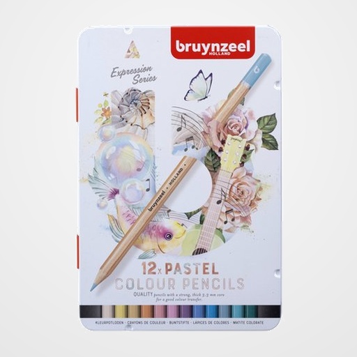 LAPICES de COLORES BRUYNZEEL PASTEL estuche de METAL de 12