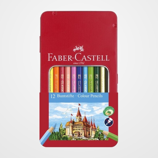 LAPICES de COLORES FABER-CASTELL  estuche de METAL de 12