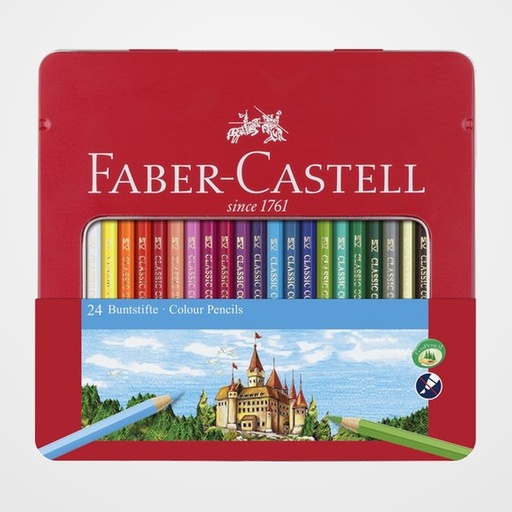 LAPICES de COLORES FABER-CASTELL  estuche de METAL de 24