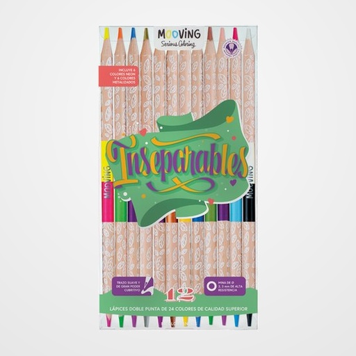 LAPICES de COLORES MOOVING BICOLOR ESTUCHE de 12