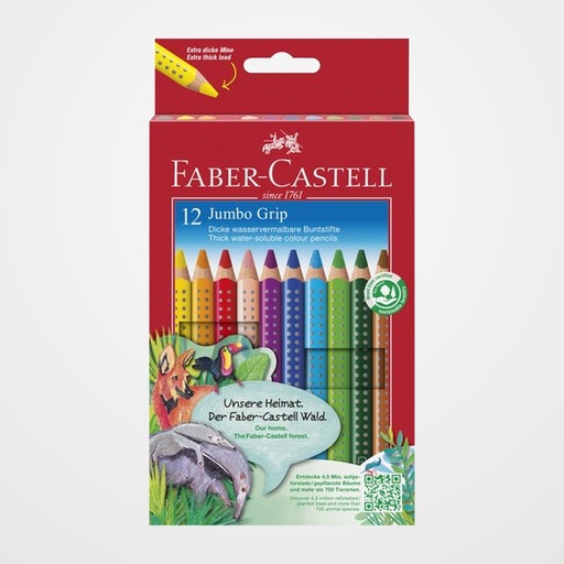 LAPICES ACUARELABLES FABER-CASTELL JUMBO GRIP estuche de 12