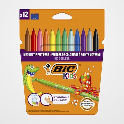 ROTULADOR FIBRA BIC KID COULEUR ESTUCHE de 12