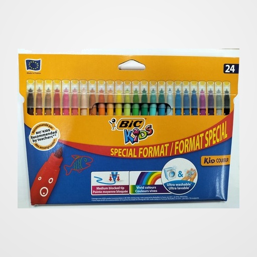 ROTULADOR FIBRA BIC KIDS ULTRA LAVABLE CAJA de 24