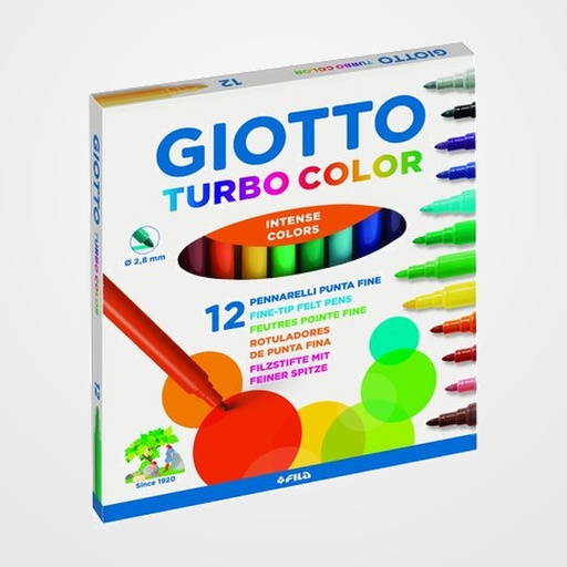ROTULADOR FIBRA GIOTTO TURBO COLOR  ESTUCHE de 12