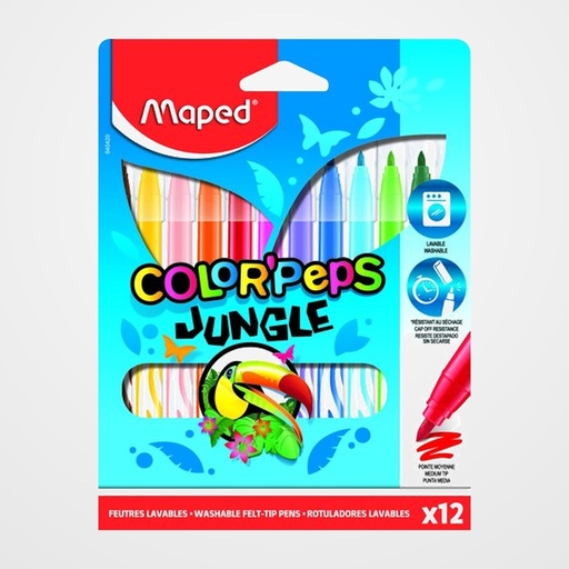 ROTULADOR FIBRA MAPED COLOR´PEPS JUNGLE ESTUCHE de 12