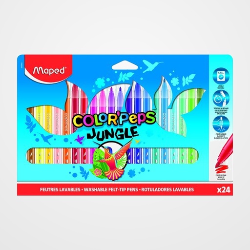 ROTULADOR FIBRA MAPED COLOR´PEPS JUNGLE ESTUCHE de 24