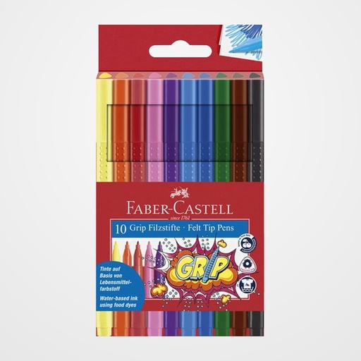 ROTULADOR FIBRA FABER-CASTELL GRIP 1553 BOLSA de 10