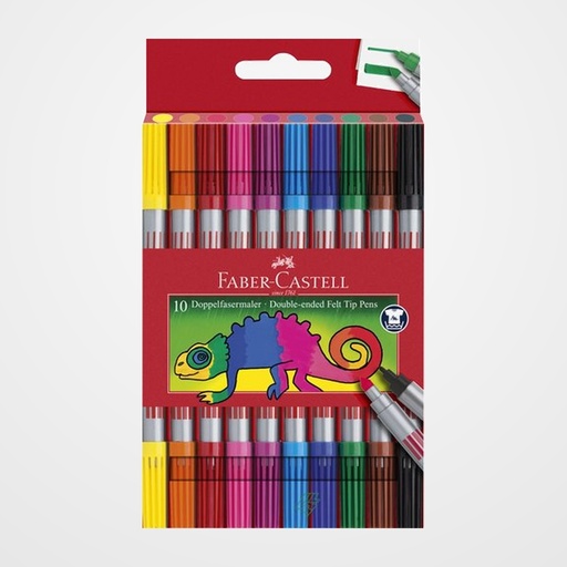 ROTULADOR FIBRA FABER-CASTELL DOBLE PUNTA CAJA de 10