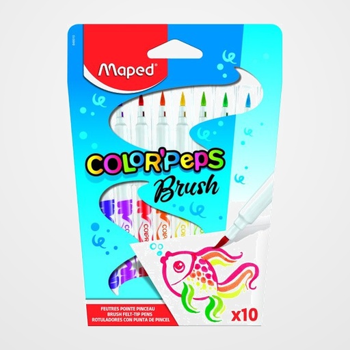 ROTULADOR MAPED COLOR PEPS PUNTA PINCEL ESTUCHE de 10