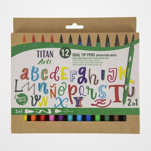ROTULADOR FIBRA TITAN DOBLE PUNTA CAJA de 12