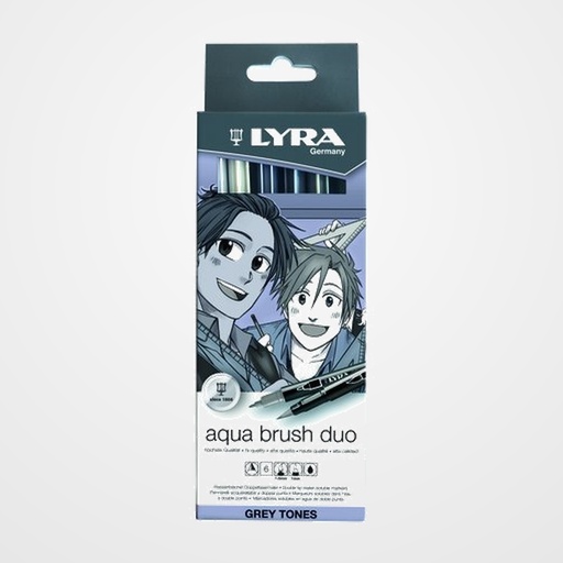 ROTULADOR LYRA AQUA BRUSH DUO TONOS GRISES ESTUCHE de 6