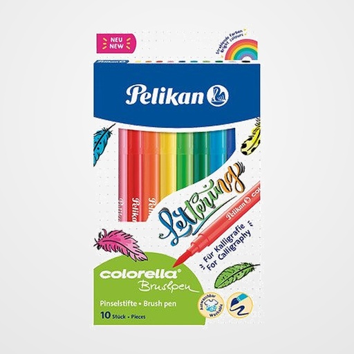 ROTULADOR FIBRA PELIKAN COLORELLA BRUSHPEN SURTIDO ESTUCHE de 10 (814577)