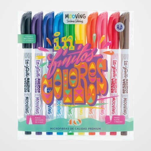 ROTULADOR FIBRA MOOVING FINELINER COLORES BRILLANTES ESTUCHE de 10