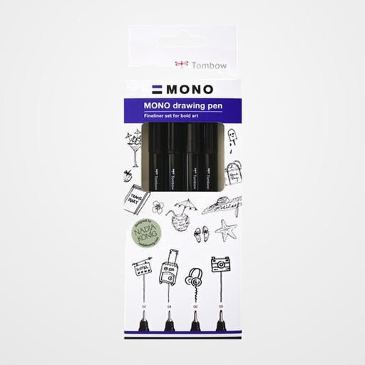 ROTULADOR CALIBRADO TOMBOW MONO DRAWING PEN PUNTA FINA NEGRO PACK DE 4 (02, 04, 06, 08)