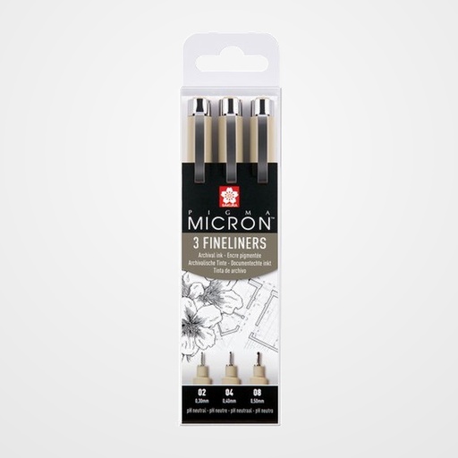 ROTULADOR SAKURA CALIBRADO MICRON (0.2, 0.4, 0.8 mm) CAJA de 3