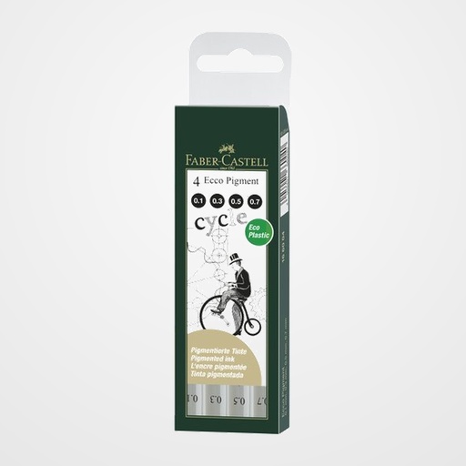 ROTULADOR CALIBRADO FABER-CASTELL ECCO PIGMENT BOLSA de 4 (0,1 - 0,3 - 0,5 - 0,7 mm)