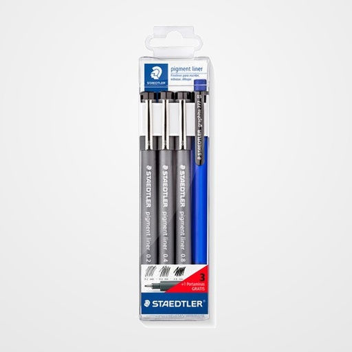 ROTULADOR CALIBRADO STAEDTLER 308 PIGMENT LINER BOLSA de 3 (0,2 - 0,4 - 0,8 mm)