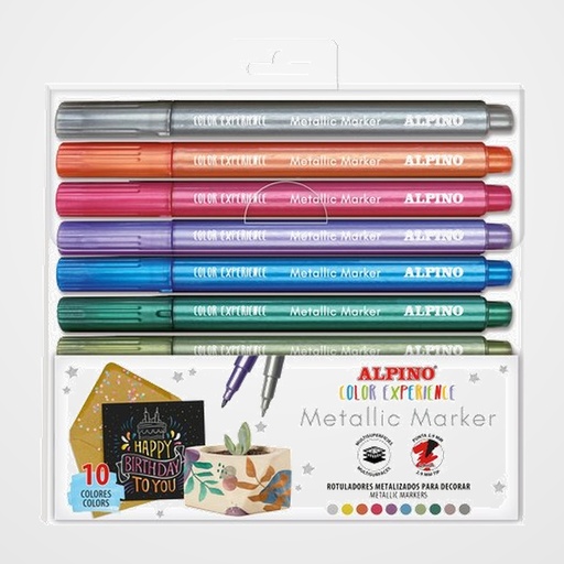 ROTULADOR FIBRA ALPINO COLOR EXPERIENCE METALLIC MARKER CAJA de 10