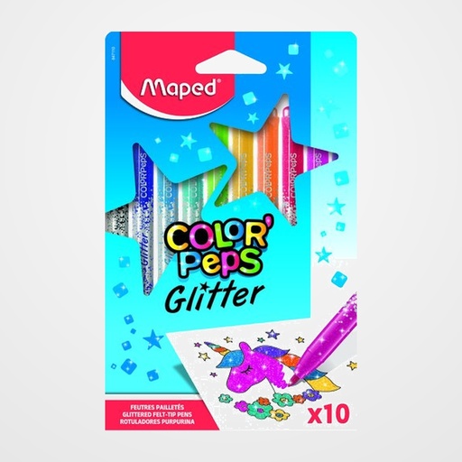 ROTULADOR FIBRA MAPED COLOR´PEPS GLITTER BLISTER de 10