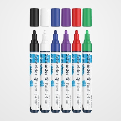MARCADOR ACRYLIC SCHNEIDER PAINT-IT 320 CONICO (4 mm) ESTUCHE 6