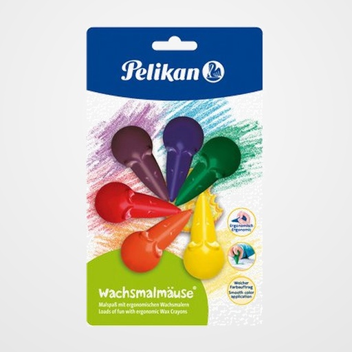 CERAS PELIKAN FORMA RATON COLORES BASICOS BLISTER DE 6 (803328)