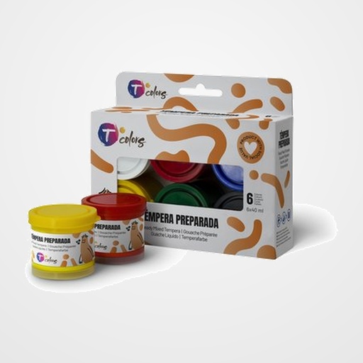 TEMPERA TCOLORS 40 ml ESTUCHE de 6