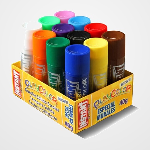 TEMPERA SOLIDA PLAYCOLOR MURAL 40Gr. BANDEJA de 12 COLORES