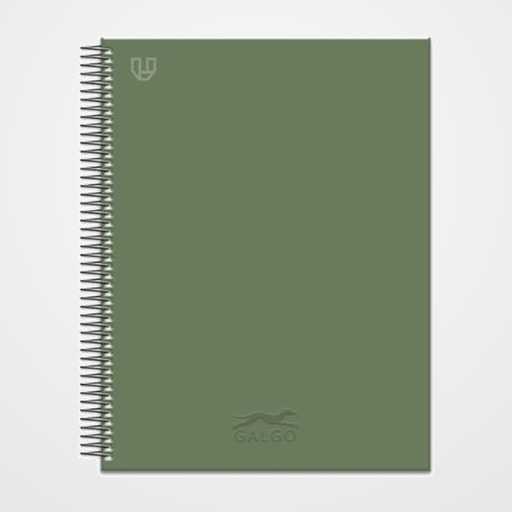 BLOC GALGO micro.tapa EXTRA A5+ 80h CUADRIC.5x5 100g 1 COL. BANDA VERDE OSCURO