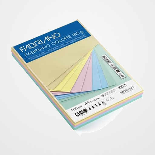 CARTULINA A4 FABRIANO COLORE 185g PAQUETE DE 100 COLORES PASTEL