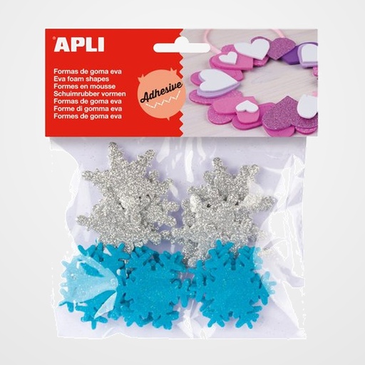GOMA EVA APLI FORMAS ADHESIVAS con PURPURINA COPO NIEVE BOLSA de 22
