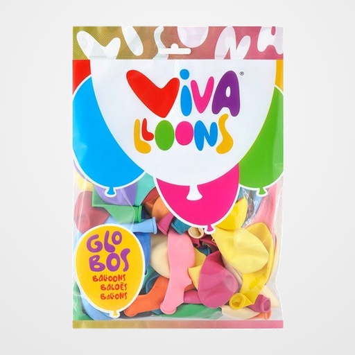 GLOBO VIVALLOONS COLORES PASTEL BOLSA de 100