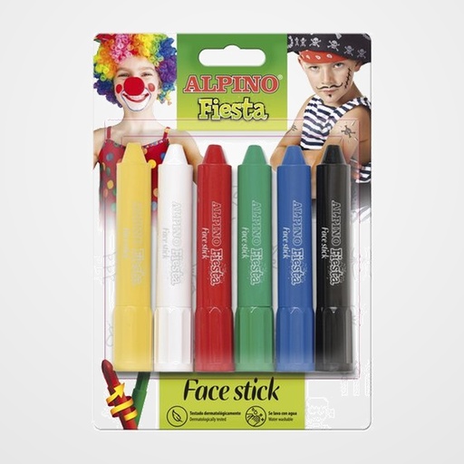 MAQUILLAJE ALPINO FIESTA FACE STICK BARRA de 5 gr. BLISTER de 6 SURTIDO