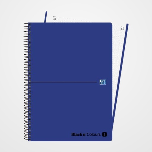 BLOC OXFORD BLACK N´COLORS EU.BOOK 1 micro.tapa PP A4+ 80h CUADRIC. 5x5 90g NEGRO/AZUL
