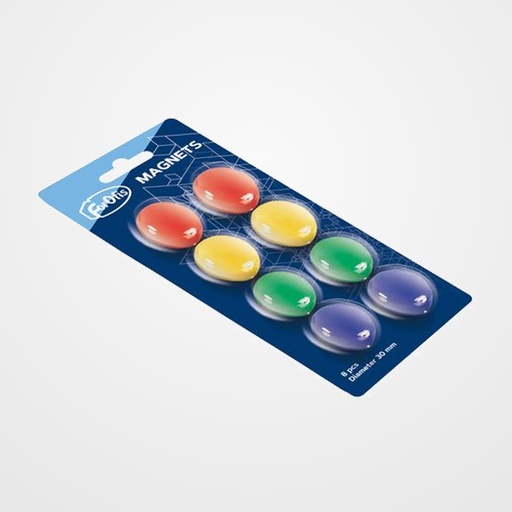 IMANES REDONDOS FOROFIS 30 mm COLORES SURTIDOS BLISTER de 8