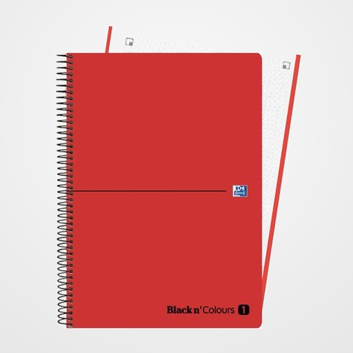 BLOC OXFORD BLACK N´COLORS EU.BOOK 1 micro.tapa PP A4+ 80h CUADRIC. 5x5 90g ROJO/NEGRO