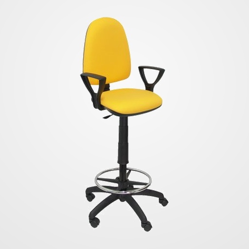 TABURETE PIQUERAS Y CRESPO AYNA BRAZOS FIJOS ERGOMICO MECANISMO DE CONTACTO PERMANENTE REGULABLE EN ALTURA Y ARO REPOSAPIES ASIENTO Y RESPALDO TAPIZADOS BALI AMARILLO