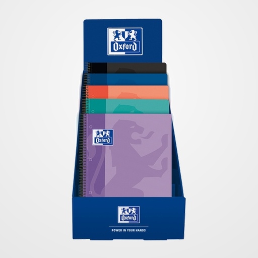 BLOC OXFORD SCHOOL EU.BOOK 1 CLASSIC micro.tapa PP A4+ 80h CUADRIC.5x5 90g SURTIDO EXPOSITOR DE 25