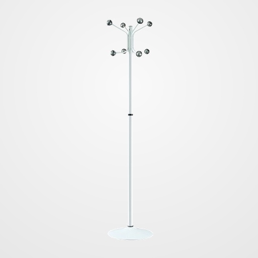 PERCHERO CILINDRO PIE METALICO H-12D 8 BOLAS 175x37 DESMONTABLE BLANCO