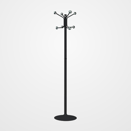 PERCHERO CILINDRO PIE METALICO H-12D 8 BOLAS 175x37 DESMONTABLE NEGRO