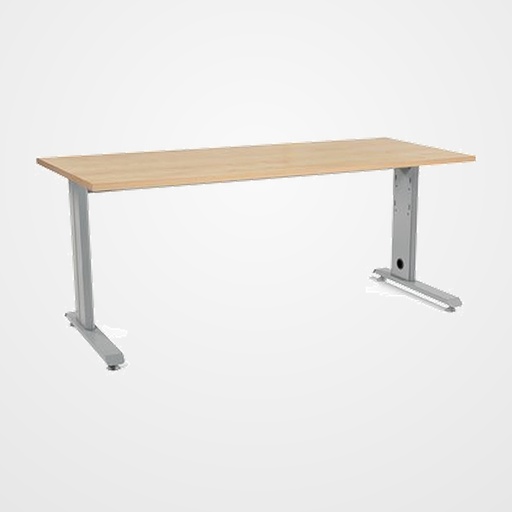 MESA ROCADA METAL 180x80 ESTRUCTURA ALUMINIO TABLERO ROBLE