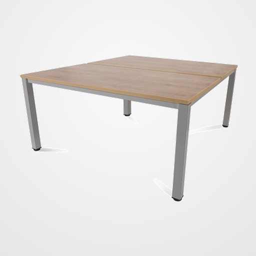 MESA ROCADA EXECUTIVE 160x163 ESTRUCTURA ALUMINIO TABLERO MELAMINA ROBLE