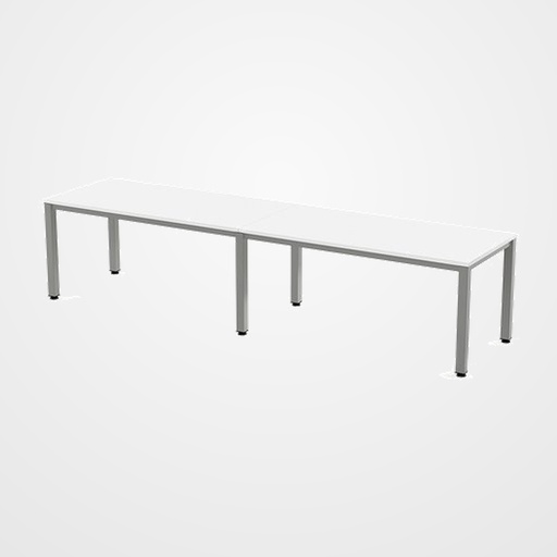 MESA ROCADA EXECUTIVE 360x80 ESTRUCTURA ALUMINIO TABLERO MELAMINA BLANCO