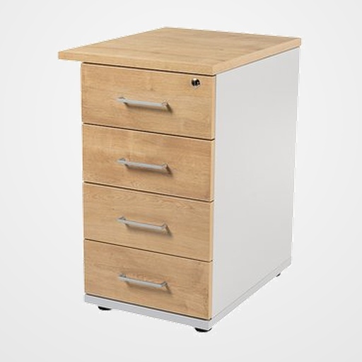 CAJONERA ROCADA 47x60x72 con 4 CAJONES ESTRUCTURA GRIS FRONTALES ROBLE