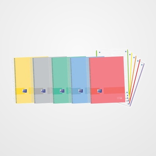 BLOC OXFORD SCHOOL EU.BOOK 5 OXFORD&YOU micro.tapa EXTRA A4+ 120h HORIZONTAL 90g SURTIDO PASTEL (5 col.)