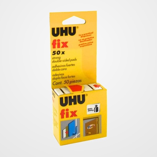 CINTA ADHESIVA DOBLE CARA UHU FIX TIRAS estuche de 50