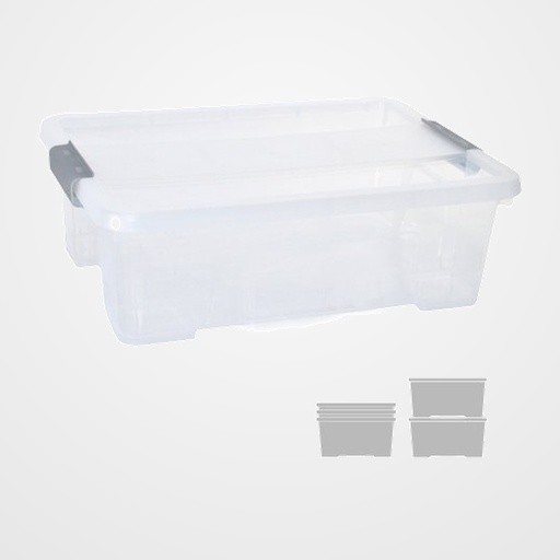 CAJA ALMACENAMIENTO A.2000 CON TAPA 10 LITROS DE PP APILABLE CRISTAL TRANSPARENTE